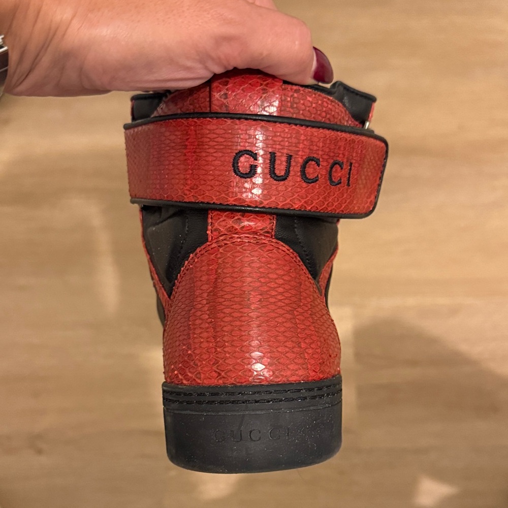 Gucci Red and Black High-Top Sneakers - Picture 3 of 3